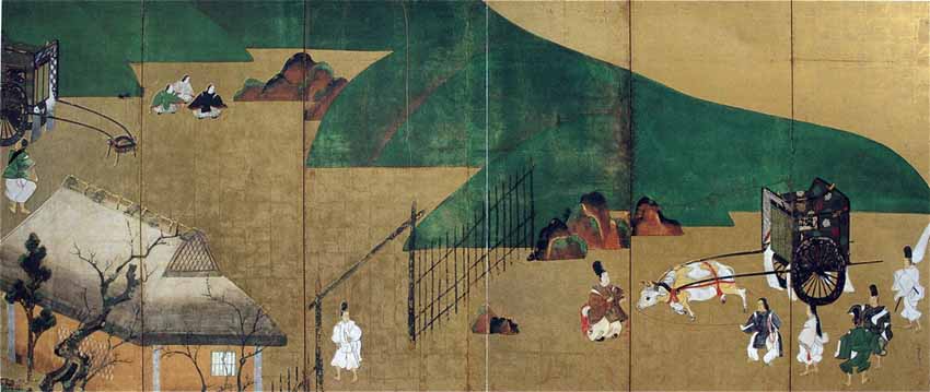 One of a pair of screen paintings illustrating scenes from The Tale of Genji by Tawaraya Sotatsu, 17th century, National Treasure, Seikadō Bunko, Tokyo