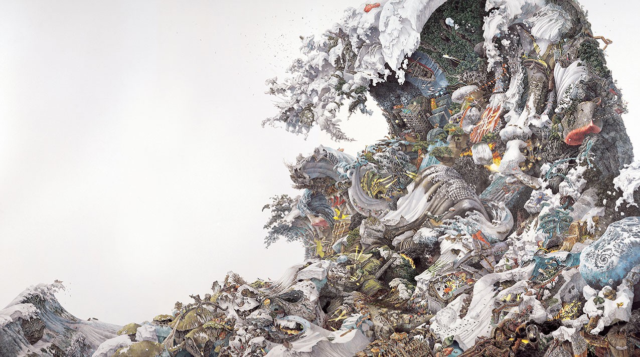 Foretoken (2008) by Manabu Ikeda (b. 1973), pen and acrylic in, 72 x 132 inches. Private Collection, Tokyo. Courtesy of Mizuma Art Gallery, Tokyo
