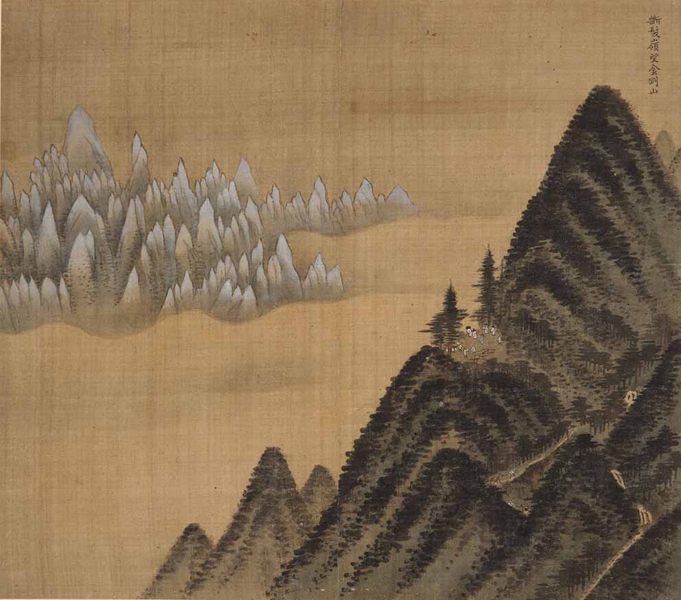 Mt Geumgang Viewed from Danbal Ridge, from Album of Mount Geumgang (1711) by Jeong Seon (Gyeomjae) (1676-1759), one of 14 album leaves, 36.2 x 37.8 cm, leant by National Museum of Korea. All images courtesy of The Metropolitan Museum of Art