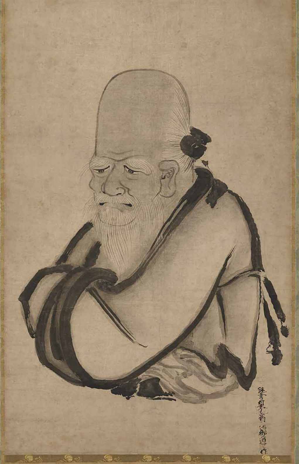 Zen Buddhism: Detail of Jurojin-portrait-by-Sesson