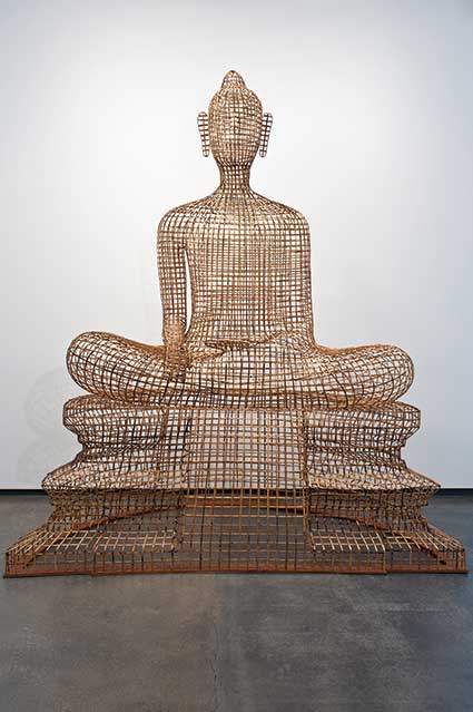 Seated-Buddha-Abhaya-Mudra,-2012,-Bamboo,-rattan,-wire,-plywood,-252x-222x-110-cm
