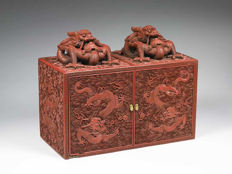Carved red lacquer cinnabar stationery chest, Qing dynasty (1644-1911) © National Palace Museum, Taipei